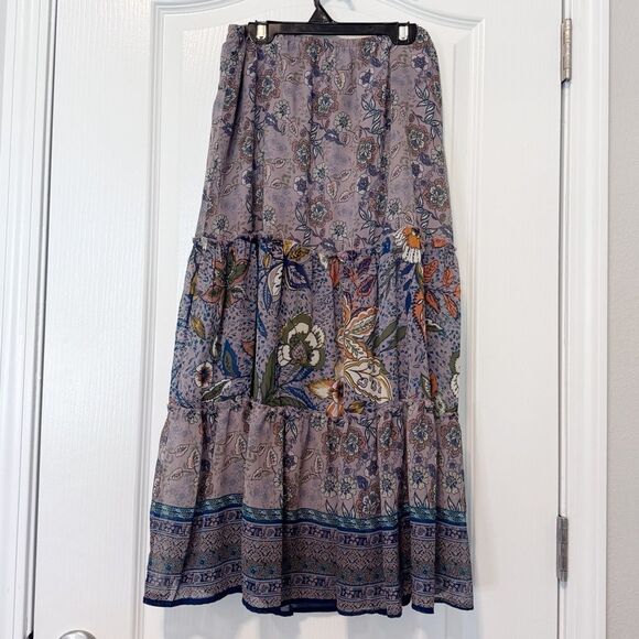 Fig & Flower Boho Floral Smocked Tiered Ruffle 2 Piece Skirt Set Women’s Size PM - Picture 4 of 13